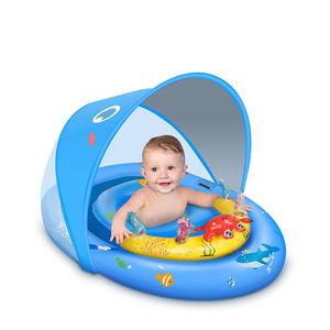 Flotador de natación para bebés de 6 a 36 meses, fácil de usar, con cierre de hebilla, parasol, protección solar UPF50+ y juguete. - Product Image 2