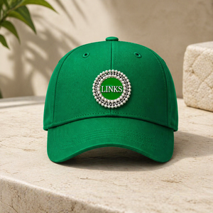 Nouvelle sortie : Casquette de baseball 1946 inspirée de The Links Incorporated, ornée d'un charme en perles scintillantes, ton vert - Product Image 3