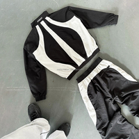 Ensemble survêtement de jogging de haute qualité avec veste coupe-vent à fermeture éclair et pantalon baggy en nylon uni personnalisé