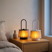 Lampe de table à abat-jour en tissu de style américain MSBN, lampe de chevet LED rechargeable, lumière de nuit à température de couleur réglable