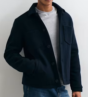 Veste surchemise vintage en laine pour homme avec col montant et doublure en cachemire