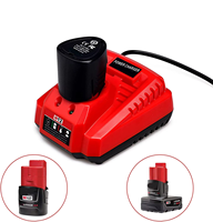 Chargeur Milwaukee M12 12V 2A de remplacement pour batteries Li-ion Milwaukee M12 1,5-6,0Ah pour outils électriques, prise EU