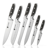 Juego de Cuchillos de Cocina Profesionales de 6 Piezas, Acero Alemán X50CrMoV15, Cuchillos de Acero Inoxidable con Mangos Ergonómicos de Pakkawood para OEM