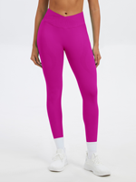 Pantalon de yoga sans couture à taille croisée pour femme, legging de sport long pour le fitness, effet push-up et contrôle du ventre, idéal pour le cyclisme et la course à pied