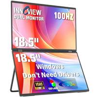 Moniteur portable double de 18,5 pouces, 100 Hz, FHD 1080P, gamme de couleurs SRGB à 100 %, moniteur portable double empilable et pliable pour ordinateur portable