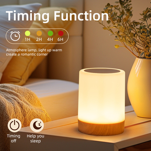 Smart Touch 13 couleurs lampe de robinet grain de bois rechargeable LED lampe de chevet minuterie et crochet inclus, intérieur extérieur petite veilleuse - Product Image 3