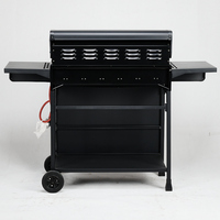 Barbecue portable pliable à 6 brûleurs GPL réglables, chariot de table extérieur, montage facile, en acier laminé à froid moderne avec revêtement en poudre