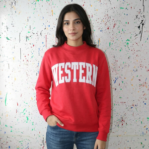 Sudadera de invierno con capucha y media cremallera, 100% algodón, estilo Western Red, hecha a medida, con bordado de aplique blanco, Clush Sports Digital Oversized - Product Image 1