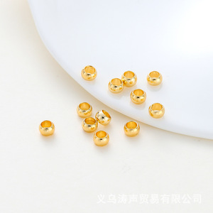Gold Plated Round Spacer Beads For <b>Bracelet</b> Making 14K Color Preserving <b>Copper</b> Base Jewelry Findings GA0066 - Product Image 1