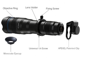 Télé<span class=keywords><strong>objectif</strong></span> en verre à zoom optique 4k HD 36x avec revêtement multiple <span class=keywords><strong>pour</strong></span> <span class=keywords><strong>smartphone</strong></span> iPhone (199mm) - Product Image 3