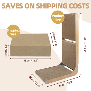 L-hình sang trọng mèo <span class=keywords><strong>scratcher</strong></span> với Bóng đồ chơi tông Scratch Pad cho trong nhà mèo đồ nội thất bảo vệ đóng gói trong thùng carton - Product Image 6