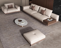 Ensemble de canapé modulaire en forme de L moderne avec fauteuil inclinable en cuir véritable et pieds en acier inoxydable pour salon