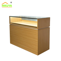 Comptoir de présentation de bijoux en bois sur mesure avec dessus en verre, éclairage LED, vitrine de magasin de détail avec tiroirs
