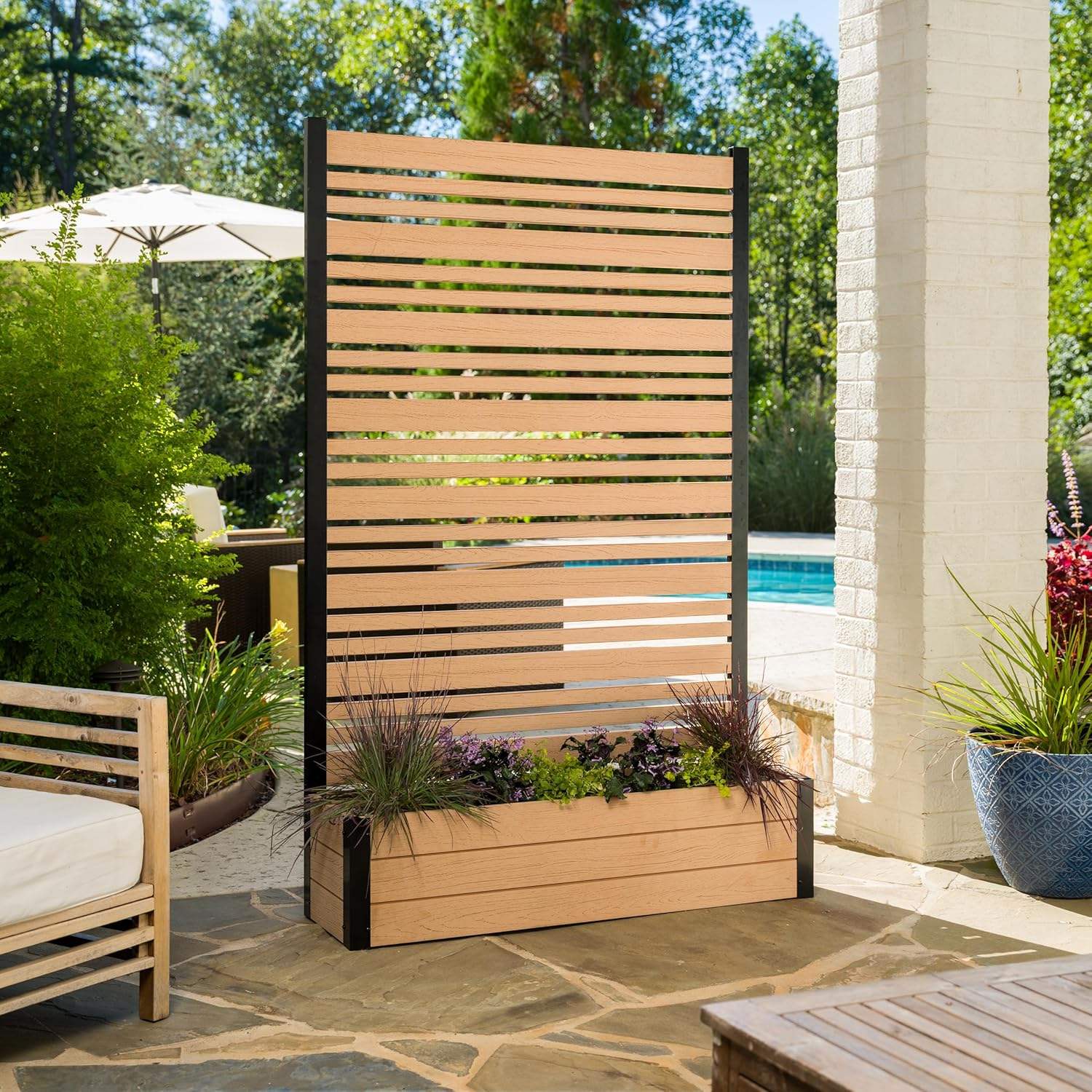 Raised Planters Wood - Trellis - Raised Planter Boxes - The Home Depot  Wooden Garden Beds With Trellis, image size:1500x1500