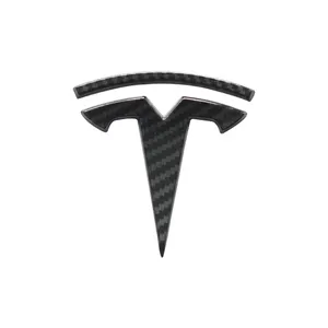 Tesla model 3-accesorios para decoración de logotipo de coche, fibra de carbono, se acepta personalizada