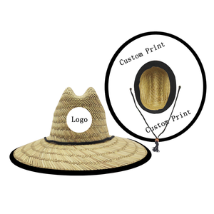 Lifeguard <strong>Straw</strong> <strong>Hat</strong> Outdoor Beach <strong>Men</strong> Wide Brim Surfing Logo Beach <strong>Hats</strong> Summer Custom <strong>Straw</strong> <strong>Hat</strong> - Product Image 2