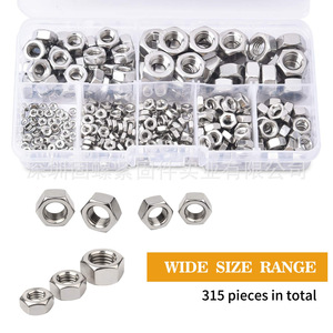 304 Stainless Steel Hex Nuts <b>Set</b> 315Pcs Din934 Grade A Home Maintenance <b>Tool</b> Case Kit - Product Image 1