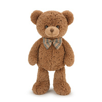 Peluche Ours en Peluche Claire à Motif Vague avec Nœud Papillon, Adorable Ours à Câliner, Vente en Gros, Poupée Animale en Peluche