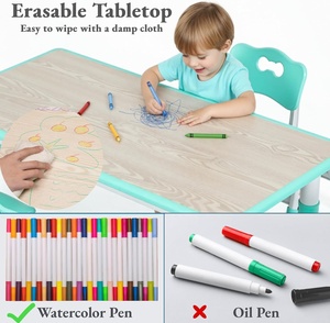 Juego <span class=keywords><strong>de</strong></span> <span class=keywords><strong>Mesa</strong></span> y Silla para Guardería Infantil, Moderno y Seguro, Altura Ajustable, Plástico Ecológico y Duradero, Muebles <span class=keywords><strong>de</strong></span> Estudio para Niños Pequeños - Product Image 2