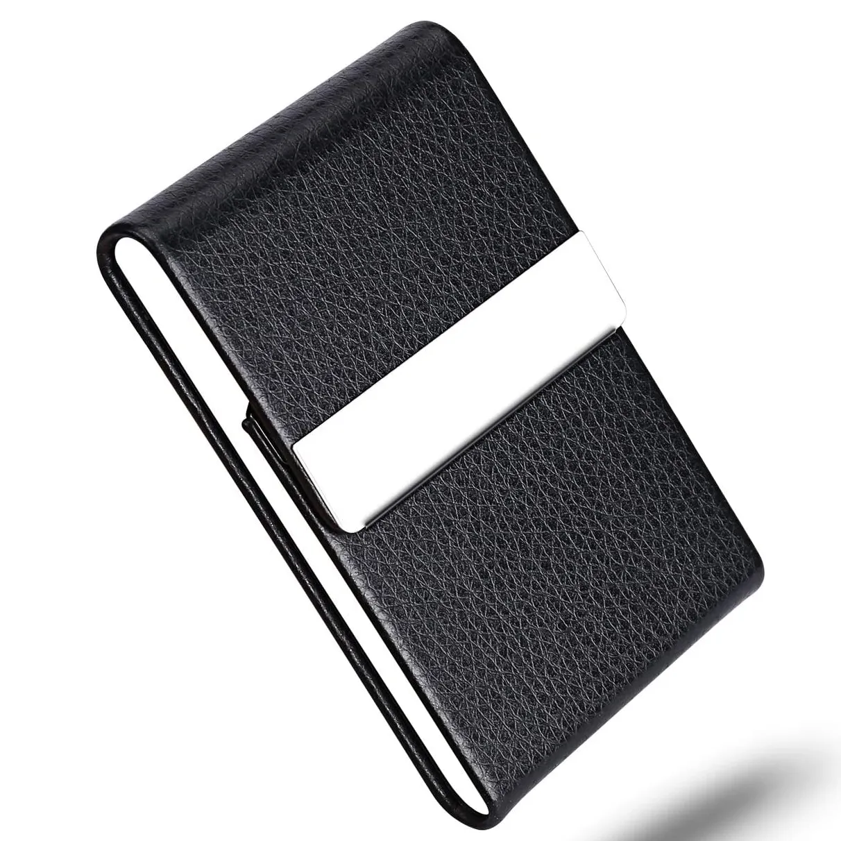 Custom Business Card Holders Case PU Leather Name Card Holder Slim Metal Pocket Card Holder with Magnetic Shut