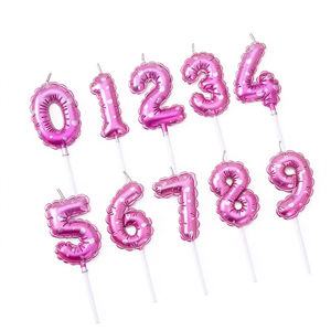Bougies Chiffres en Forme de Cœur Rose et Violet 0-9 pour Décoration de Gâteau d'Anniversaire - Product Image 2