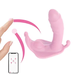 Adam's toys Wearable Panty Vibrator Phone App Control Butterfly Vibrator Wearable Panties Strap on Dildo Vibrator For Women