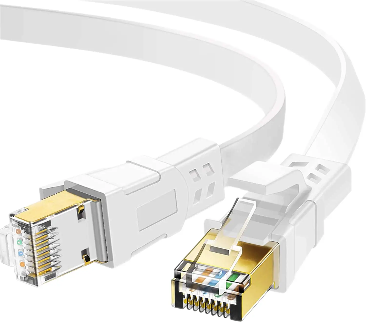 Сетевой кабель CAT 8 RJ45 Ethernet Lan с покрытием, новый золотой кабель для наружного использования, ПВХ, плоский кабель Cat 8