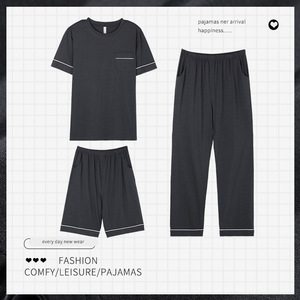 <span class=keywords><strong>Pigiama</strong></span> <span class=keywords><strong>3</strong></span> <span class=keywords><strong>pezzi</strong></span> Set <span class=keywords><strong>uomo</strong></span> Modal Casual Plus Size Home Wear t-shirt pantaloni Set da notte da <span class=keywords><strong>uomo</strong></span> - Product Image 2