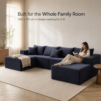 UJOY LM113 Modernes Modulares Ecksofa 335x170cm Schaumstoffgefülltes Breitrippiges Cord L-förmiges Sofa OEM Wohnzimmermöbel