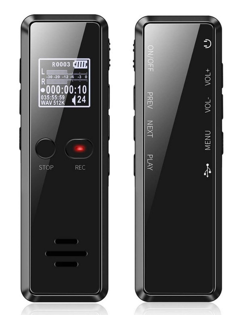 Digital Voice Activated Voice Recorder MP3 Player WAV Audio Recording Device Type-C/USB 2.0 Connector Plastic Material Featuring