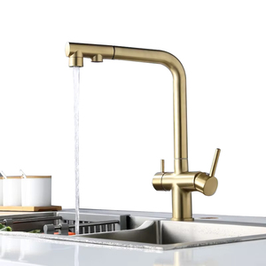 Deck Mount Double Handle Modern <strong>Kitchen</strong> Faucet Brass Hot Cold Mixer <strong>Taps</strong> with Ceramic Valve Core Side Spray <strong>Kitchen</strong> <strong>Tap</strong> <strong>Filter</strong> - Product Image 2