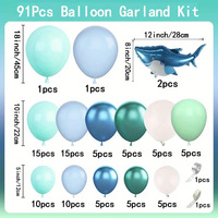 Kit d'arche de ballons personnalisés en gros sur le thème des requins et de l'océan, guirlande de ballons pour décorations de scène de fête d'anniversaire sur le thème marin