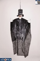 Décoration d'Halloween : Fantôme Noir Suspendu Effrayant avec Yeux Clignotants – Idéal pour Fêtes, Bars et Décoration de Maisons Hantées
