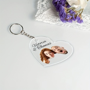 <span class=keywords><strong>Llavero</strong></span> <span class=keywords><strong>Personalizado</strong></span> con Forma de Corazón con Imágenes y Texto Personalizados, Fotos de Mascotas Familiares en Acrílico con Impresión UV - Product Image 6