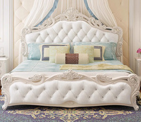 Lit de luxe de style européen antique Lit de style traditionnel européen Meubles de lit sexy en cuir et bois sculpté
