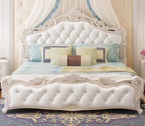 Tempat tidur mewah gaya Eropa antik tempat tidur gaya tradisional Eropa kulit diukir kayu seksi furnitur tempat tidur - Product Image 2