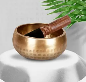 Hand geschlagen Antik Indisches Gold Großer Günstiger Preis Tibetisch Singing Copper Bowls Mallets Meditation Groß Indien