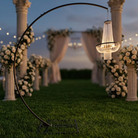 Support d'arche de mariage Mank avec support de lustre extérieur, en fer métallique moderne, 7 pieds de large et 10 pieds de haut, pour décoration d'événements