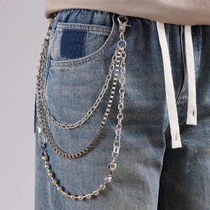 Cadena de Pantalones Multicapa a la Moda Yueli, Cadena de Cintura con Bolas de Plata Tibetana, Estilo Casual Hip Hop Punk - Product Image 2