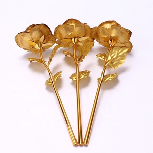 Vente en gros Rose artificielle plaquée or 24k Fleurs artificielles rose pour la Saint-Valentin <span class=keywords><strong>Cadeau</strong></span> avec certification - Product Image 1