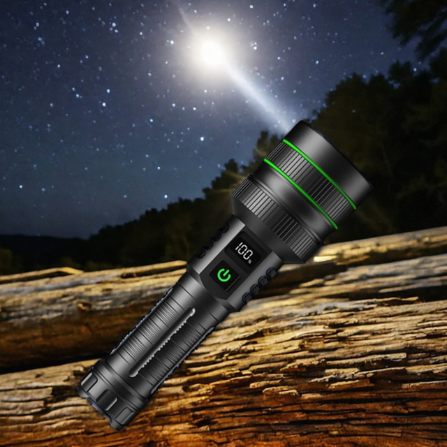 1000 Lumens High Power Power Bank 1500m Zoomable Led Waterproof Flashlight Long Range Powerful Torch Light Flashlight