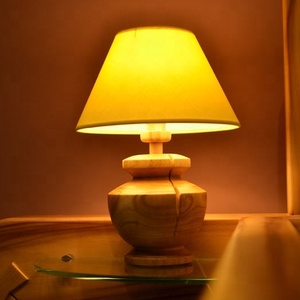Handmade Wooden <b>Table</b> Lamp Round <b>Rustic</b> Design Indoor Bedroom Decor 100% Handcrafted - Product Image 1