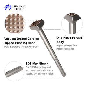 SDS Max Bushing Tool <strong>Bit</strong> 1-9/16" X 11-3/4", 25 Teeth Carbide Head Bushing <strong>Chisel</strong> <strong>for</strong> Concrete Surface Roughening Coating Removal - Product Image 4