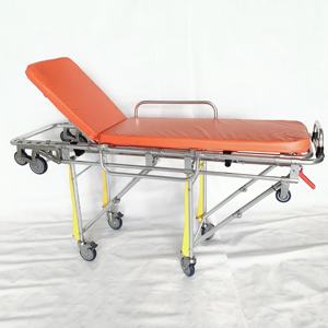 Brancard d'<span class=keywords><strong>ambulance</strong></span> professionnel pliable avec 4 roues verrouillables, idéal pour les cliniques et les maisons de retraite - Product Image 2