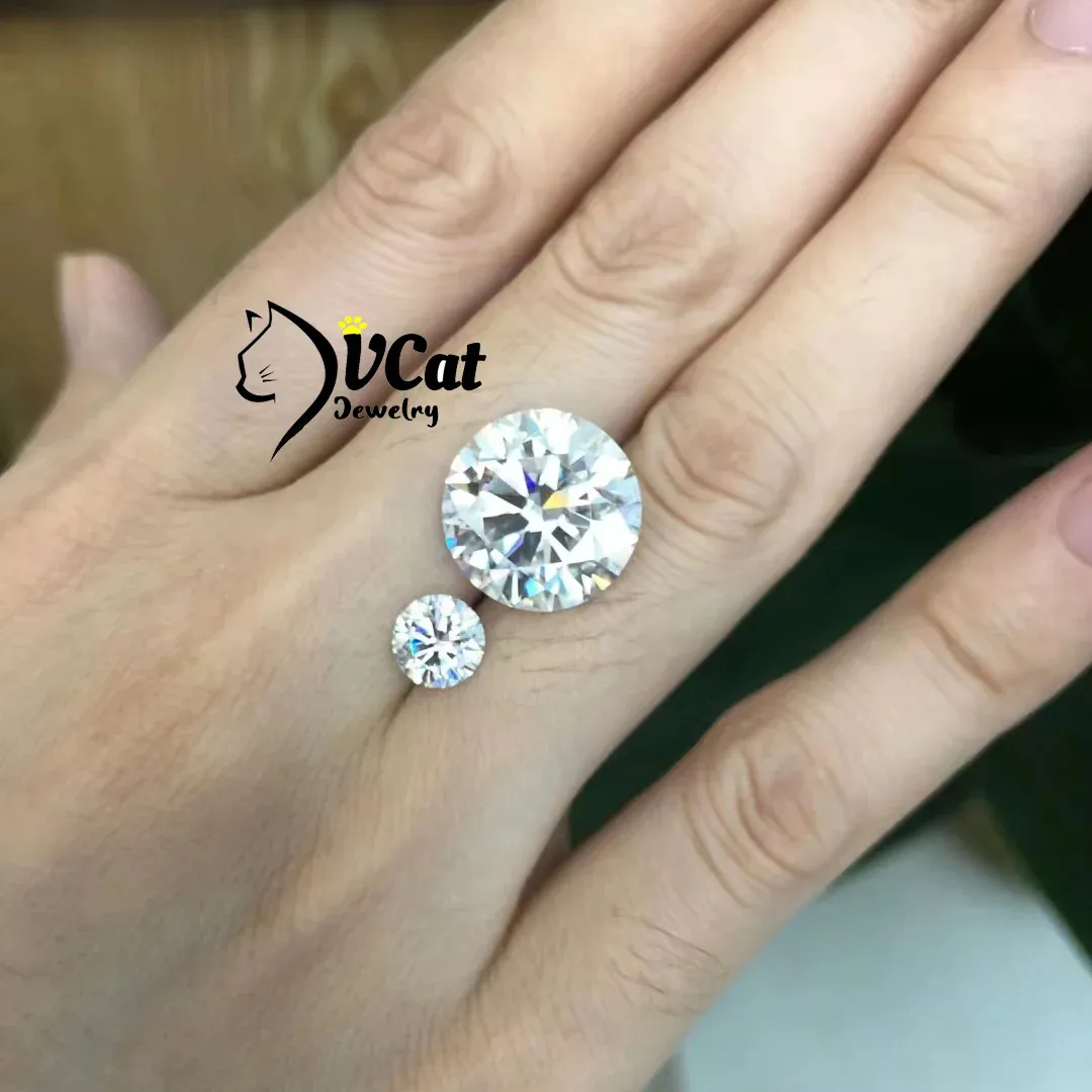Diamond Machine cut Moissanite Loose Stone 1Carat 2Carat 6.5mm Hearts &Arrows Synthetic Moissanite For Jewelry Earrings