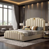 Lits King-size inclinables de luxe modernes et italiens meubles en bois rembourrés double lit en cuir pour chambre à coucher pour la maison