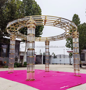 Marco de fondo de arco de boda de metal dorado personalizado, nuevo diseño para decoraciones de fiestas y eventos, arco de bienvenida Chuppah - Product Image 5