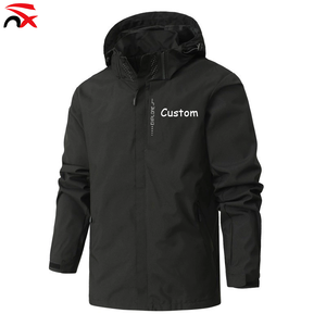Nuoxin Outdoor <strong>Sport</strong> Hiking High Quality Men's Lightweight Waterproof Eco-Friendly Long Sleeve <strong>Black</strong> <strong>Jacket</strong> With Hoodies - Product Image 1