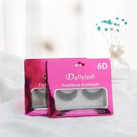Cils synthétiques naturels faits à la main, sans cruauté, 6D pour une couverture complète, épaisseur 0,07 mm, bande en coton noir, faux cils