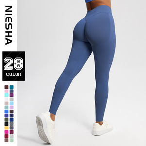 Leggings <span class=keywords><strong>de</strong></span> yoga sin costuras <span class=keywords><strong>de</strong></span> <span class=keywords><strong>color</strong></span> liso, <span class=keywords><strong>de</strong></span> tres secciones, <span class=keywords><strong>de</strong></span> cintura media, transpirables, con efecto levantamiento <span class=keywords><strong>de</strong></span> glúteos, para correr y fitness, <span class=keywords><strong>de</strong></span> longitud media, en stock. - Product Image 3